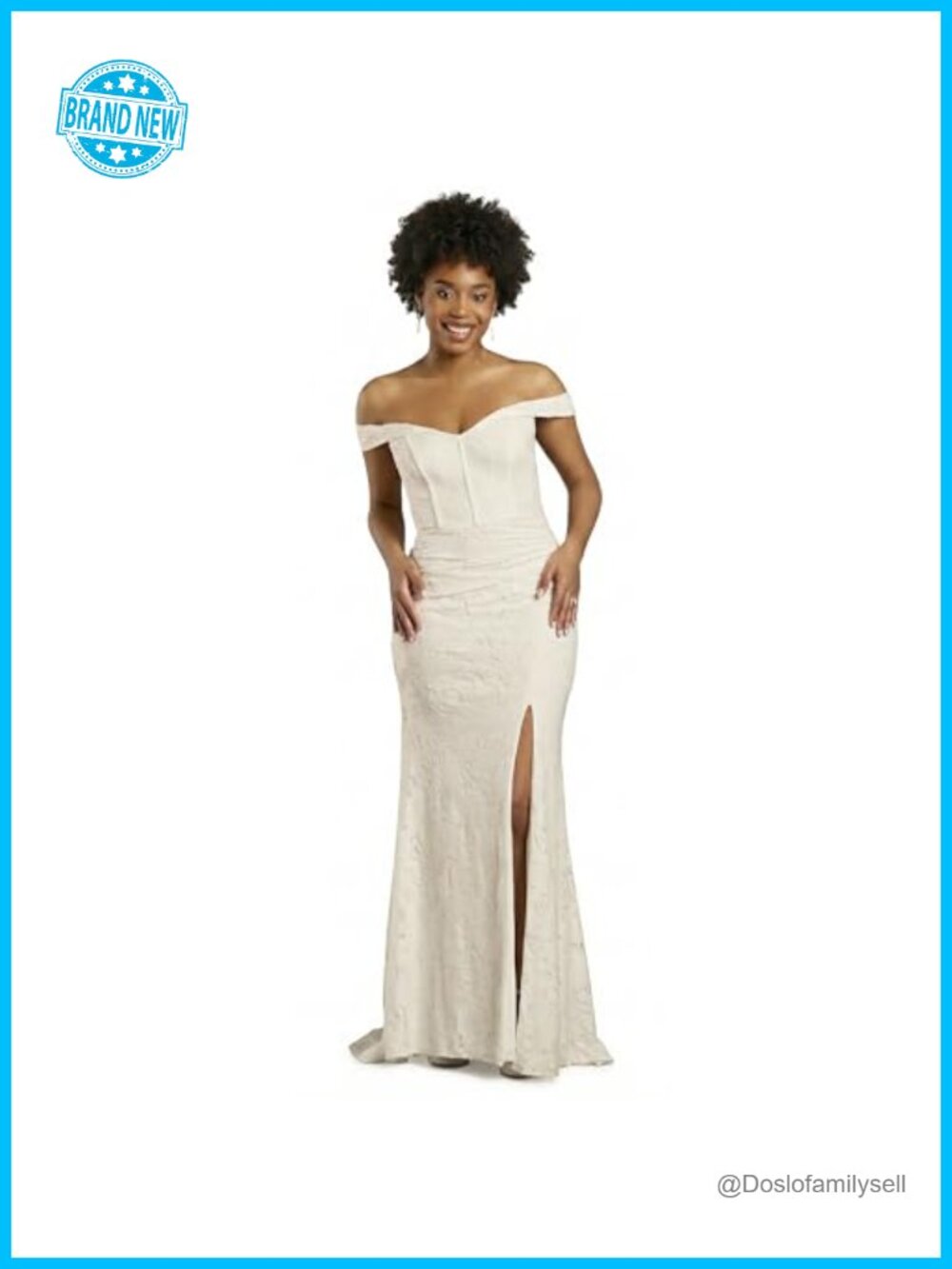 Corset Lace Off Shoulder A-Line Wedding Dress with Side Slit
